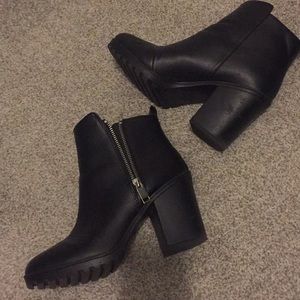 Black Zip Up Heel Booties